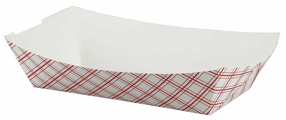 Specialty Quality Packaging Number 100 White/red Plaid Paper Food Tray, 6.5 X 4.375 X 1.5 Inch -- 1000 Per Case