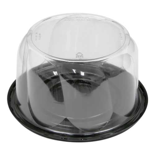 Pactiv Black Polyethylene Terephthalate 8 Inch Cake Base With 4.25 Inch Clear Swirl Dome Lid -- 100 Per Case