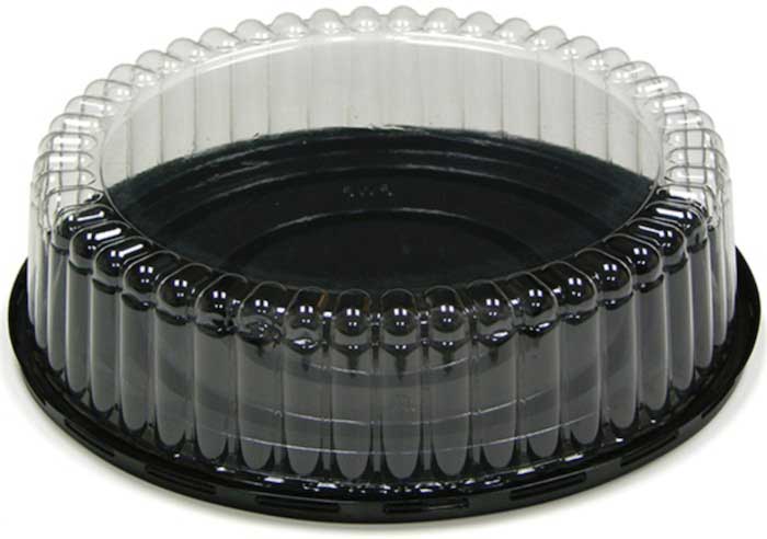 Pactiv Rpet Tapa Abovedada Acanalada De 2.5 Pulgadas De Alto Con Recipiente Para Pastel De Base Negra, 8 Pulgadas -- 100 Por Caja