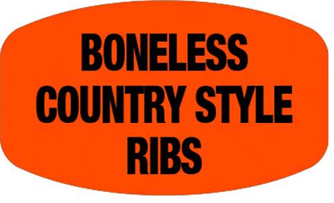 Adhesive Label Red With Black Print Boneless Country Style Ribs Label, 4 X 4 X 1 Inch, 1000 Count