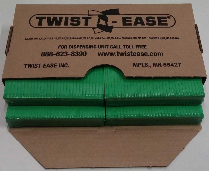 Twist-ease Green Twist Tie, 4 Inch Length -- 4800 Per Case