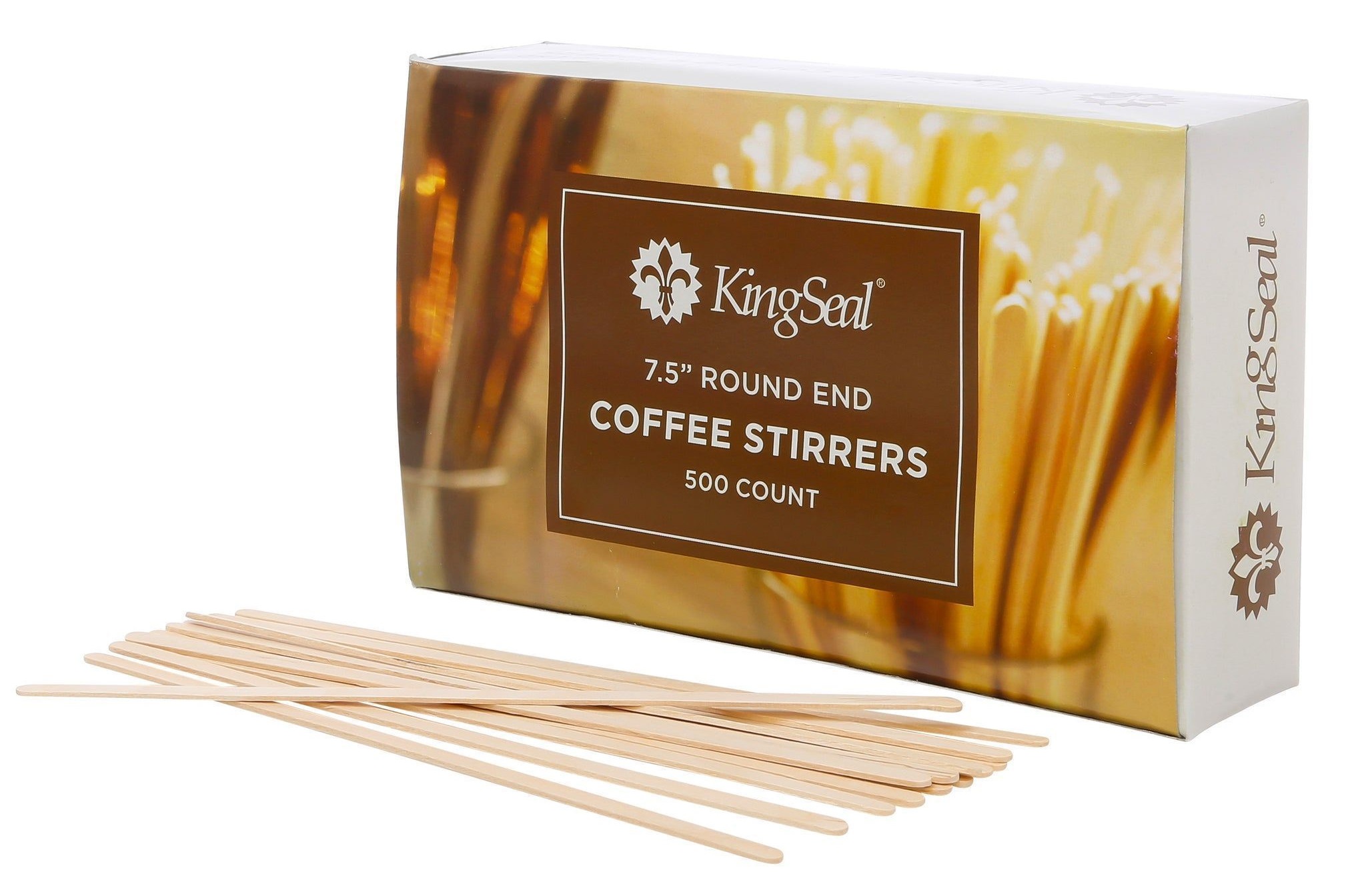 Kingseal Birch Wood Round End Coffee Stirrer, 7.5 Inch -- 5000 Per Case