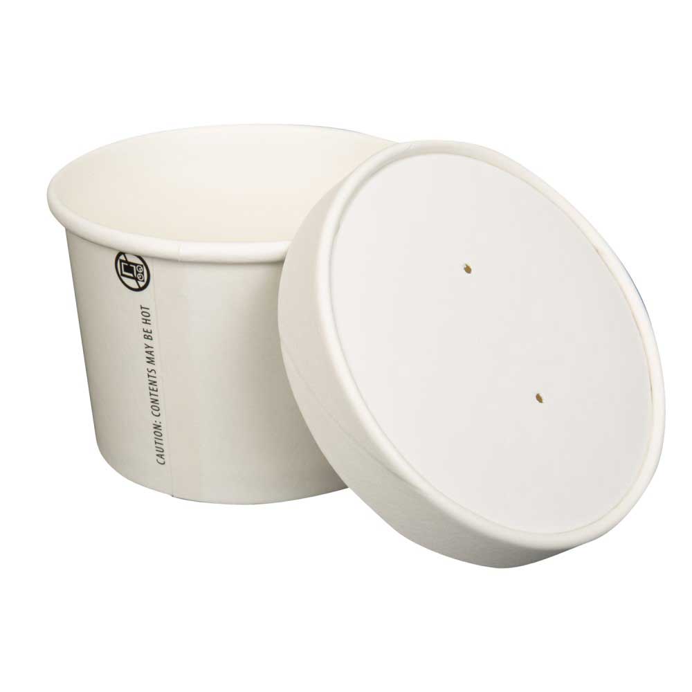 Prime Source White Paper Food Cup With Lid, 12 Ounce Capacity -- 250 Per Case