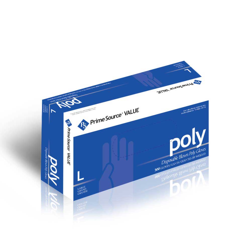Prime Source Large Value Clear Blown Poly Gloves -- 2000 Per Case