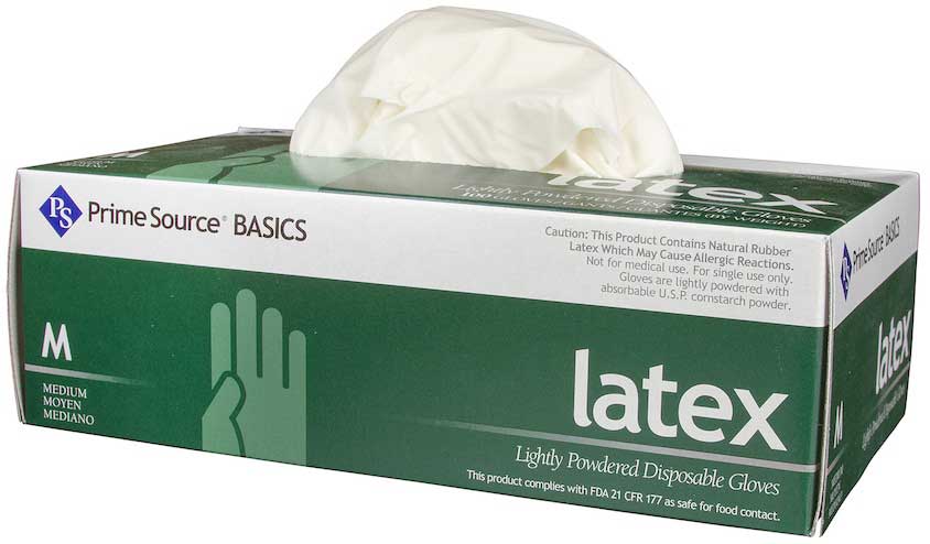 Prime Source Basics White Lightly Powdered Medium Latex Gloves -- 1000 Per Case