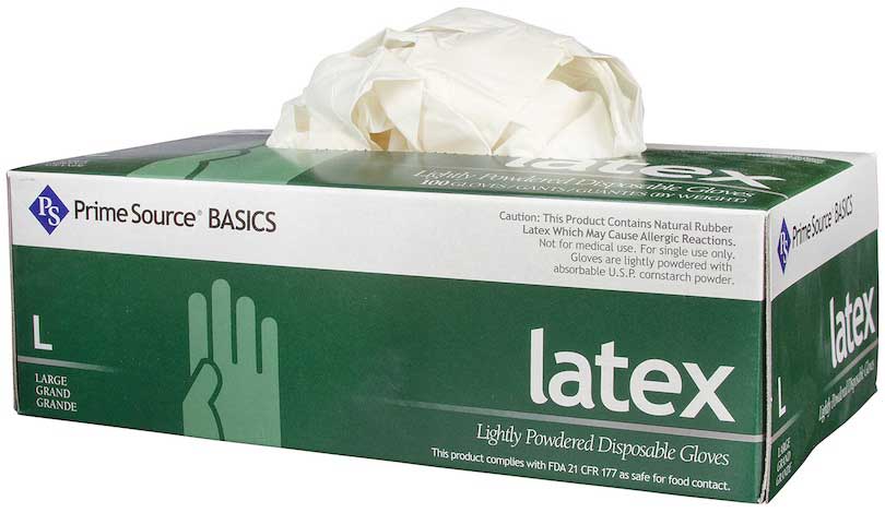 Prime Source Basics White Lightly Powdered Large Latex Gloves -- 1000 Per Case
