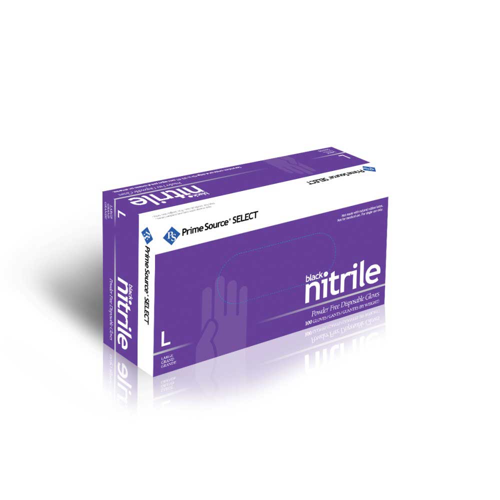 Prime Source Select Large Black Nitrile Powder Free Gloves -- 1000 Per Case