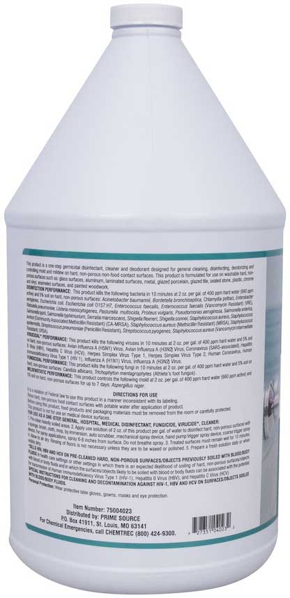Prime Source Nu Quat Neutral Cleaner Disinfectant, 1 Gallon -- 4 Per Case