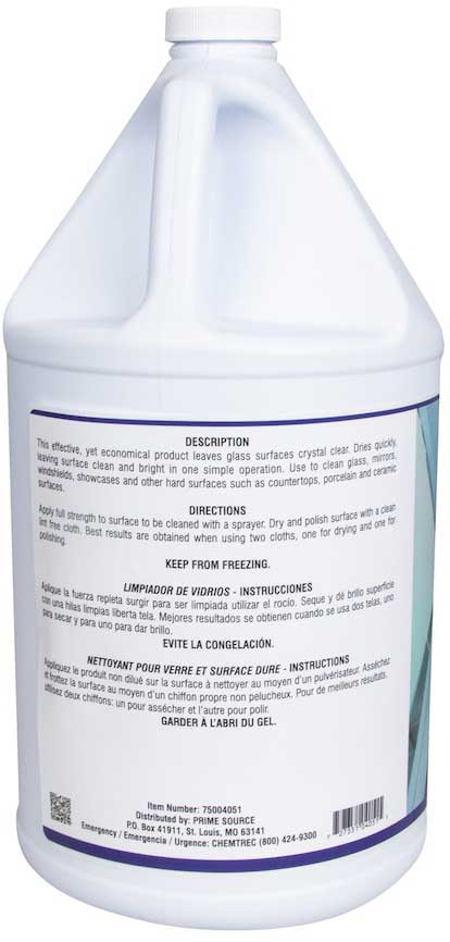 Prime Source Blue Film Free Ready To Use Glass Cleaner, 1 Gallon -- 4 Per Case