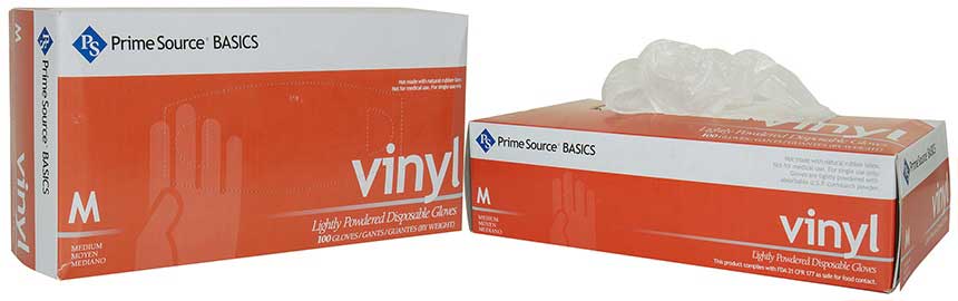 Prime Source Lightly Powdered Medium Clear Basics Vinyl Gloves -- 1000 Per Case