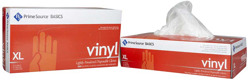 Prime Source Lightly Powdered Extra Large Clear Basics Vinyl Gloves -- 1000 Per Case
