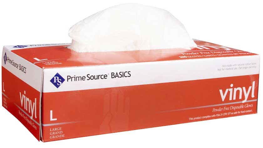 Prime Source Powder Free Large Clear Basics Vinyl Gloves -- 1000 Per Case