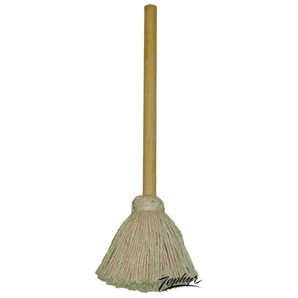 Zephyr White Number 4 Small Cotton Dish Mop With 10 Inch Wood Handle -- 144 Per Case