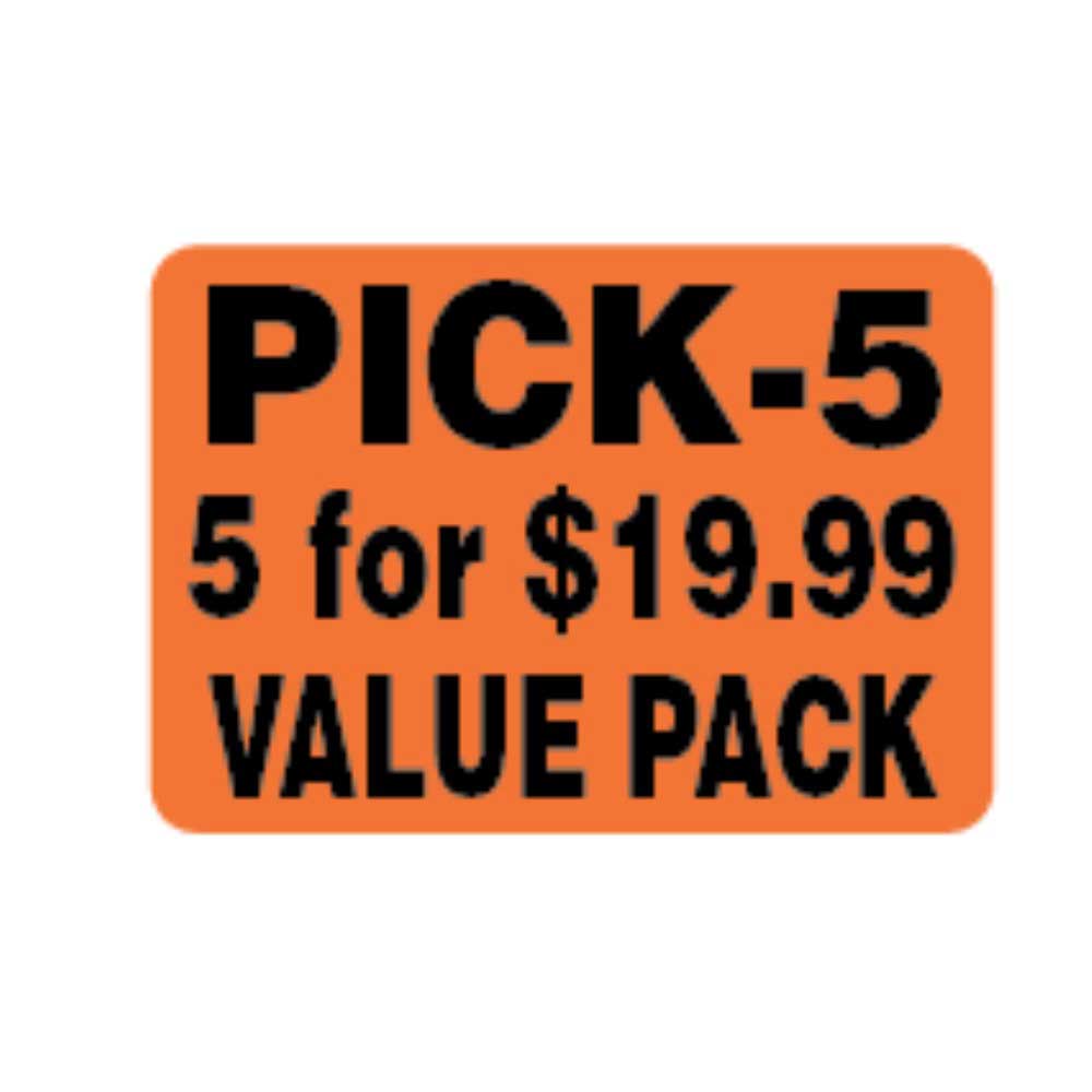 Advanced Labeling Pick 5 Red/glo Black Print 5 For $19.99 Value Pack Label, 1000 Count