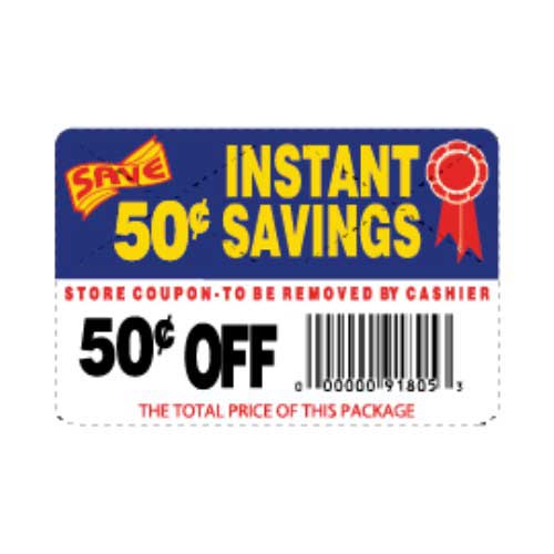 Advanced Labeling $0.50 Off Instant Savings Coupon Label With Upc, 250 Count