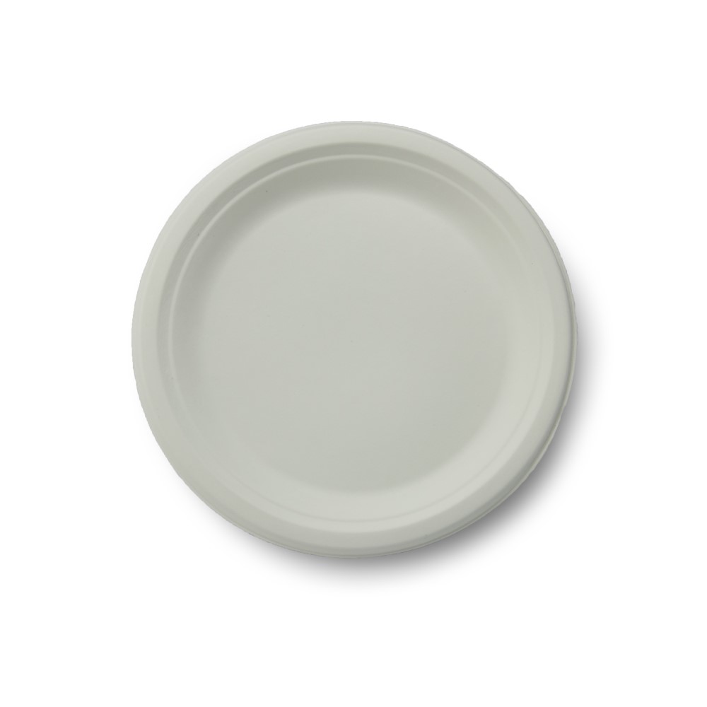 Asean Sugarcane White Boidegradable Plate, 9 Inch -- 500 Per Case