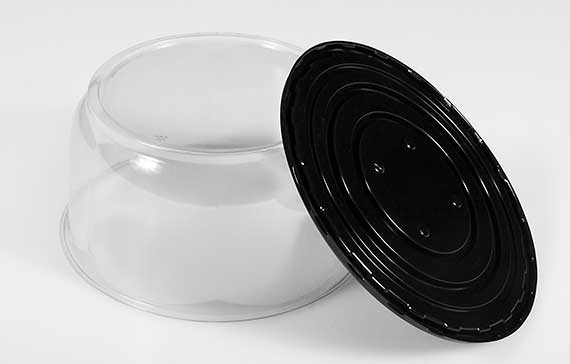 Panoramic Black Base Clear Classed Decorated Dome Container -- 100 Per Case