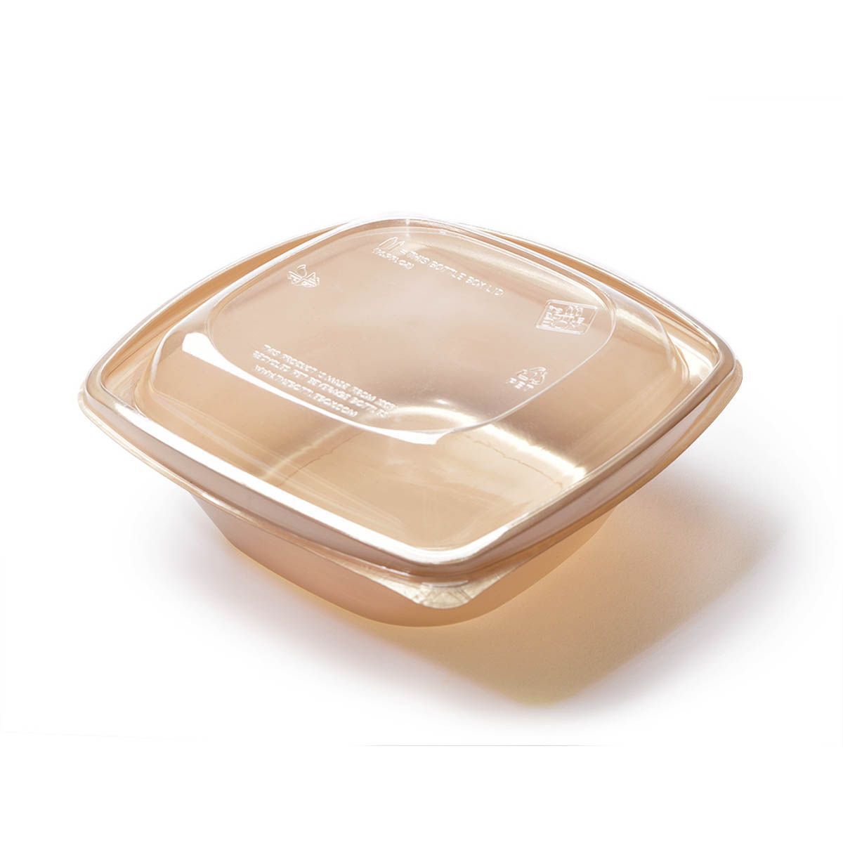 The Bottlebox Pet Natural Gold With Clear Lid Salad Bowl, Combo, 32 Ounce Capacity -- 300 Per Case