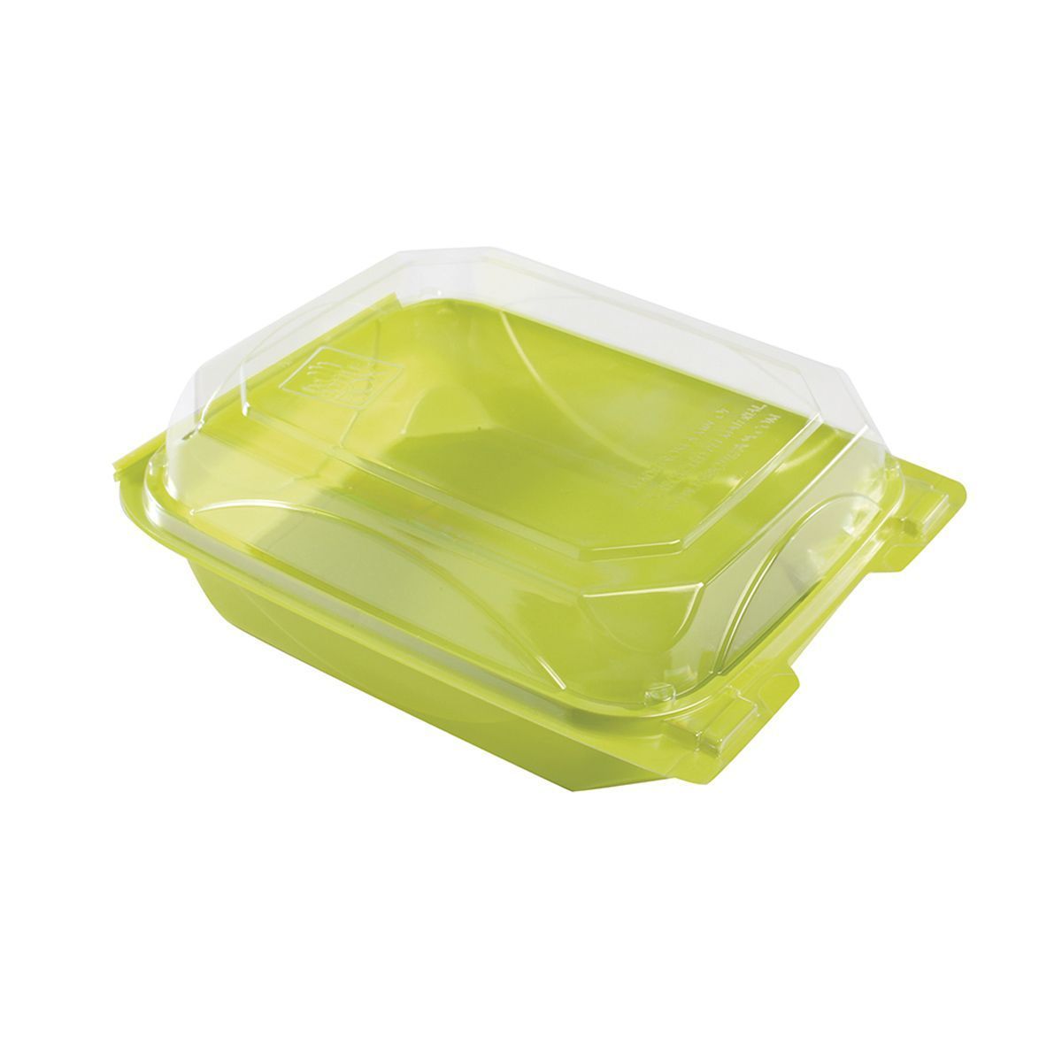 The Bottlebox Pet Lime Green And Clear One Piece Hinged Container, 8.60 X 6.60 X 2.88 Inch -- 250 Per Case