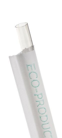 Eco-products Clear Compostable Wrapped Straw, 7.75 Inch -- 7200 Per Case