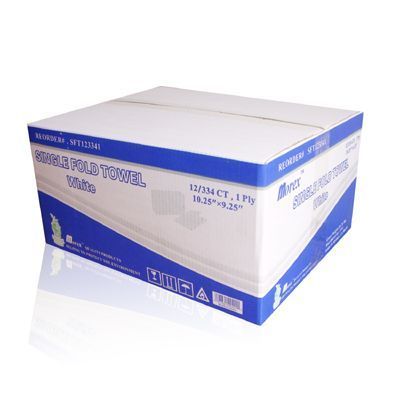 Teh Tung 1 Ply White Recycled Single Fold Towel, 10.25 — 9.25 Inch -- 4000 Per Case