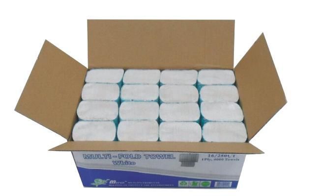 Teh Tung White 1 Ply Recycled Multi Fold Towel, 9.25 X 9 Inch -- 4000 Per Case