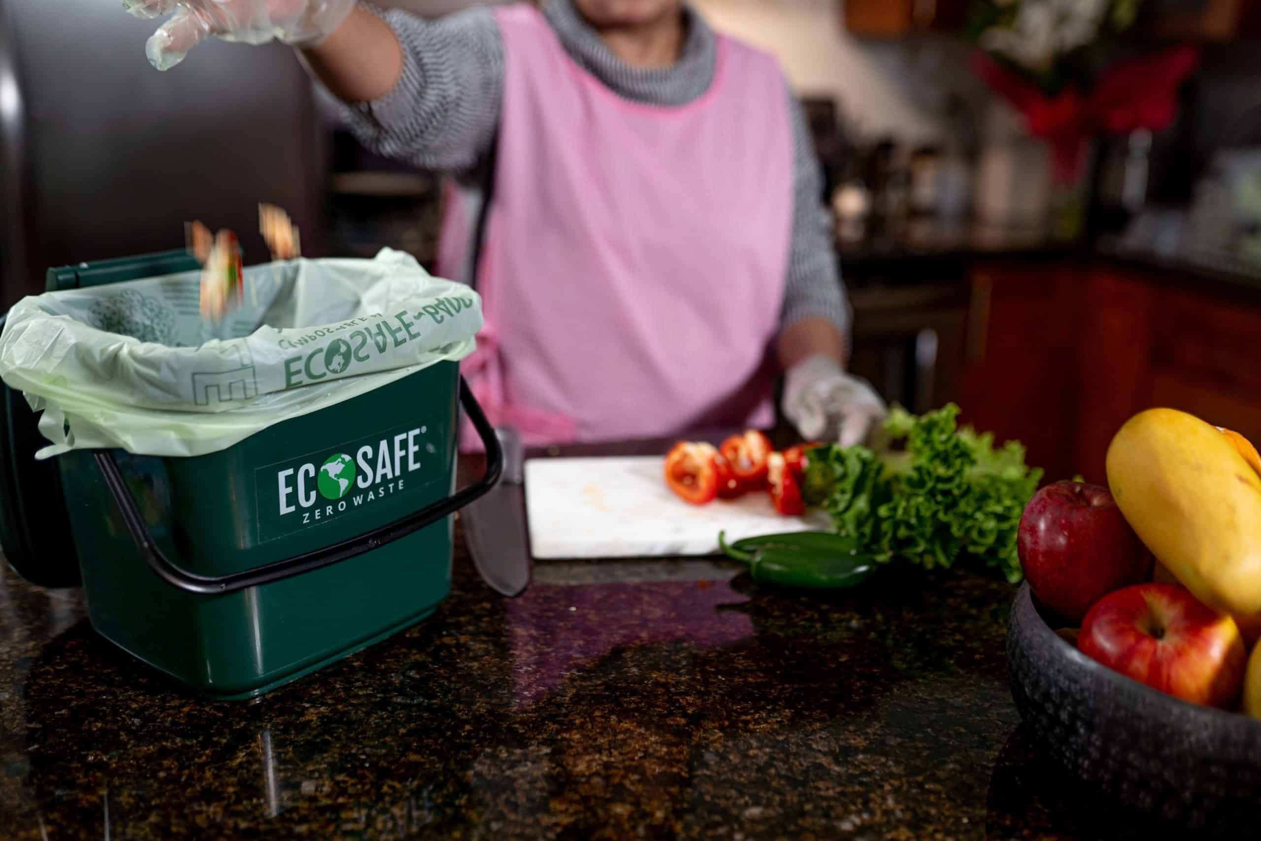 Ecosafe Polypropylene Green Kitchen Caddy Food Scrap Bin Fits 16 X 17 Inch Liner -- 24 Per Case