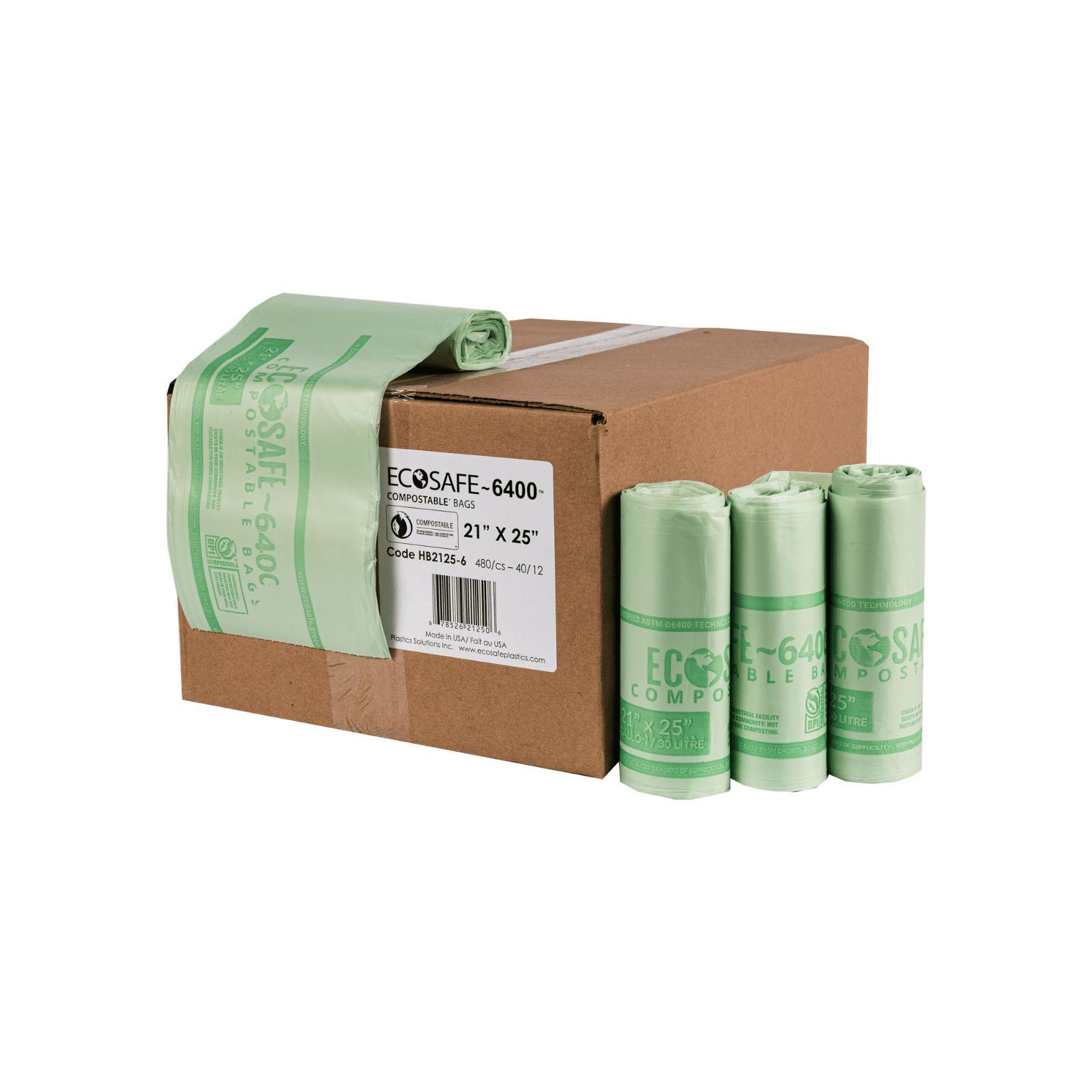 Ecosafe 0.6 Mil Low Density Compostable Can Liner, 21 — 25 Inch -- 480 Per Case