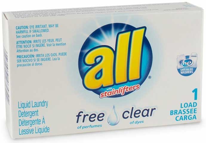 All Free Clear Laundry Detergent Liquid, 2 Ounce -- 100 Per Case