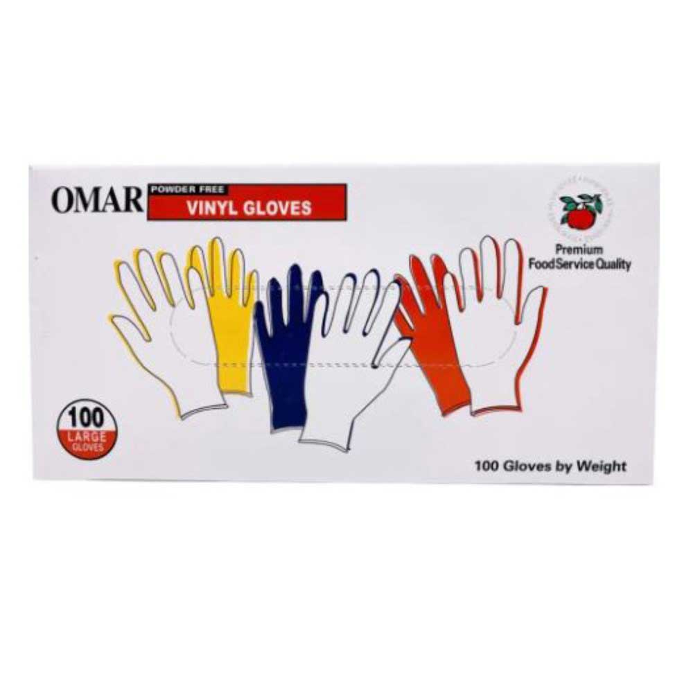 Omar Clear Small Powder Free Industrial Dispenser Vinyl Gloves, 100 Per Box