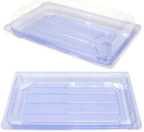 Ming Hong International Tetsujin Plastic Light Blue Sushi Tray And Lid, 215 X 140 X 45 Mm -- 500 Per Case