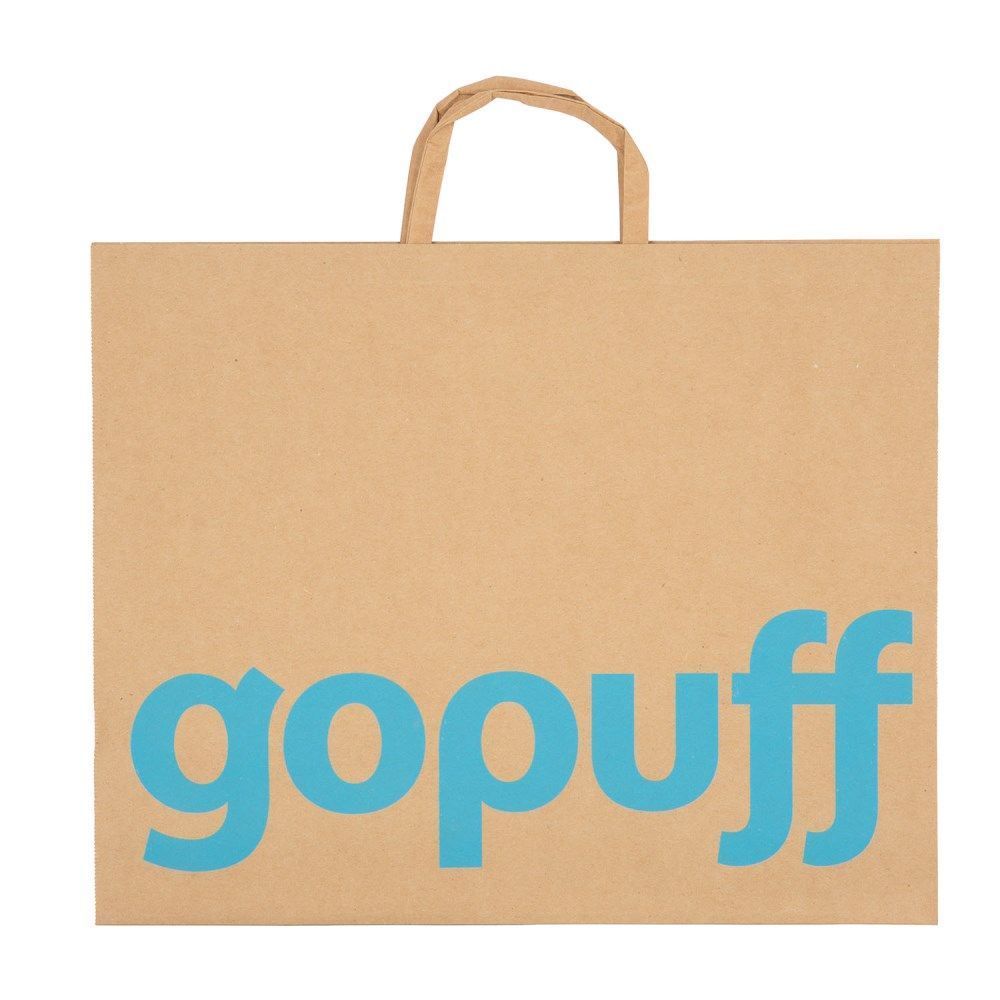 American Paper Bag Gopuff Small Kraft/blue Bag With Flat Handle -- 500 Per Case
