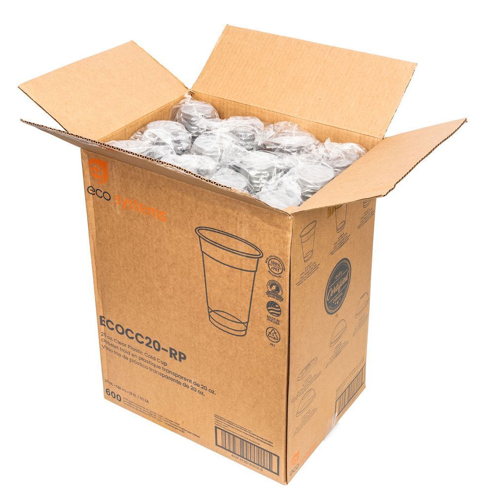 Eco-systems 100 Percent Post Consumer Clear Pete Cold Cup, 20 Ounce Capacity -- 600 Per Case
