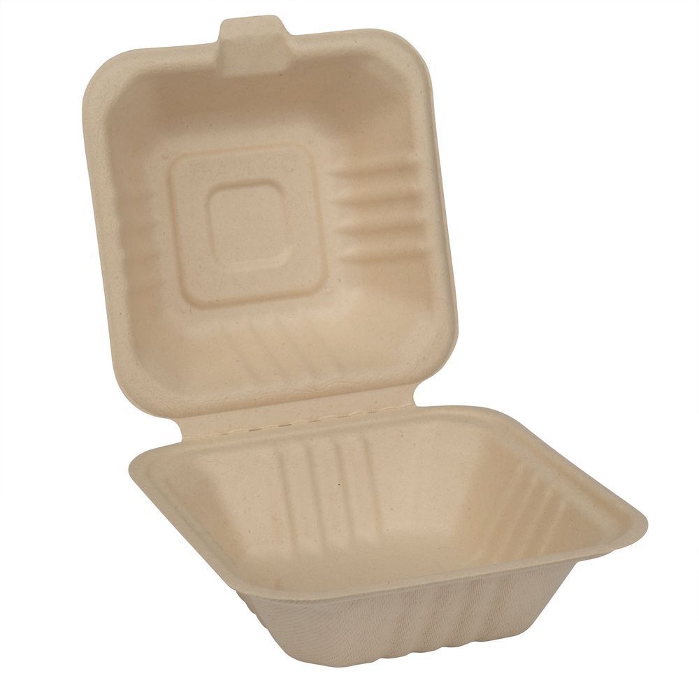 Eco-Systems Kraft Formulated Molded Fiber Clamshell Container, 6 inch ...
