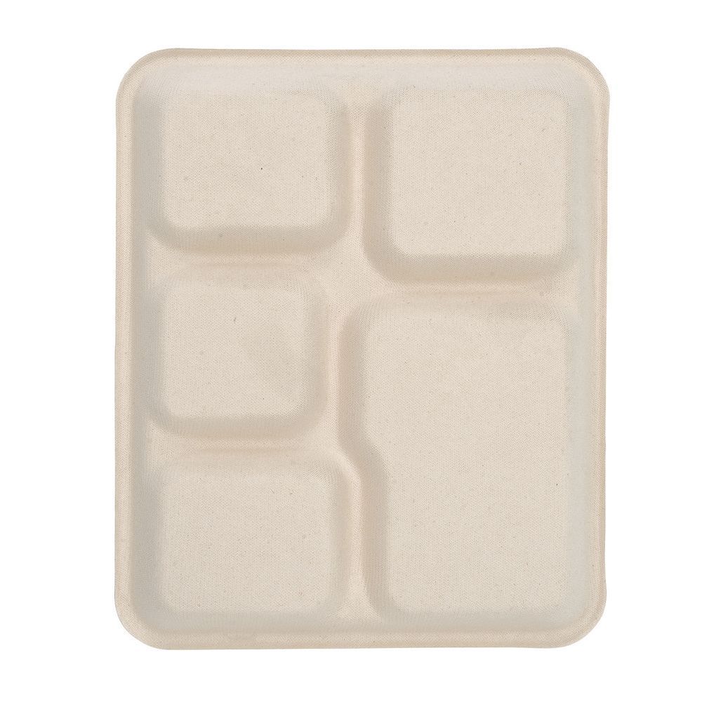 Eco-systems Kraft 5-compartment Formulated Molded Fiber School Tray, 10.25 X 8.25 Inch -- 500 Per Case