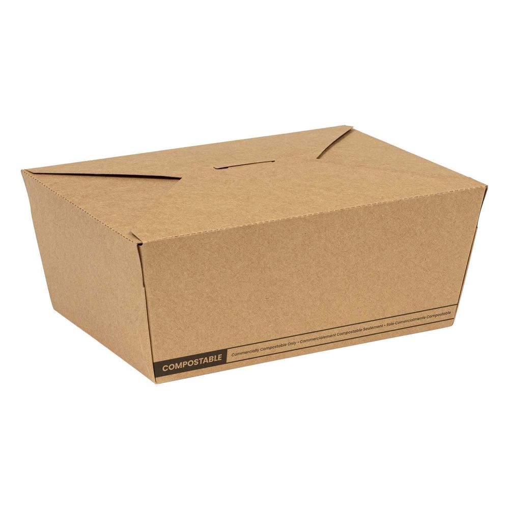 EcoSystems PLA Kraft Number 4 Compostable Paperboard Take Out Box