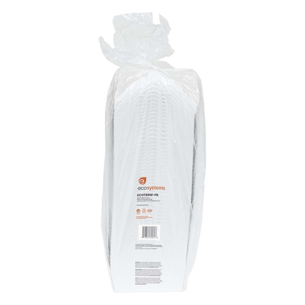 EcoSystems Poly Coated White Number 8 Paperboard SBS Take Out Box, 6.00 x 4.75 x 2.50 inch -- 300 per case