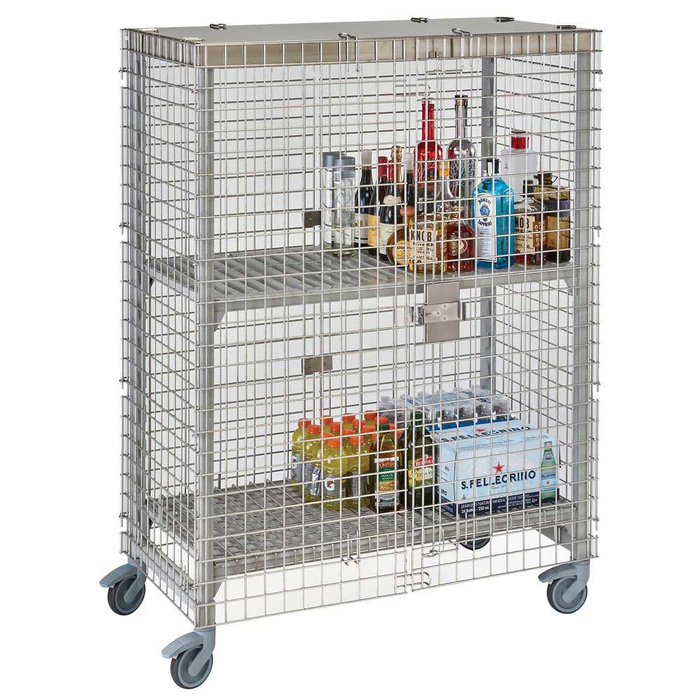 Cambro Camshelving Premium Speckled Gray Stainless Steel Full Wrap Mobile Security Cage Unit, 26.75 X 50.25 X 67.75 Inch