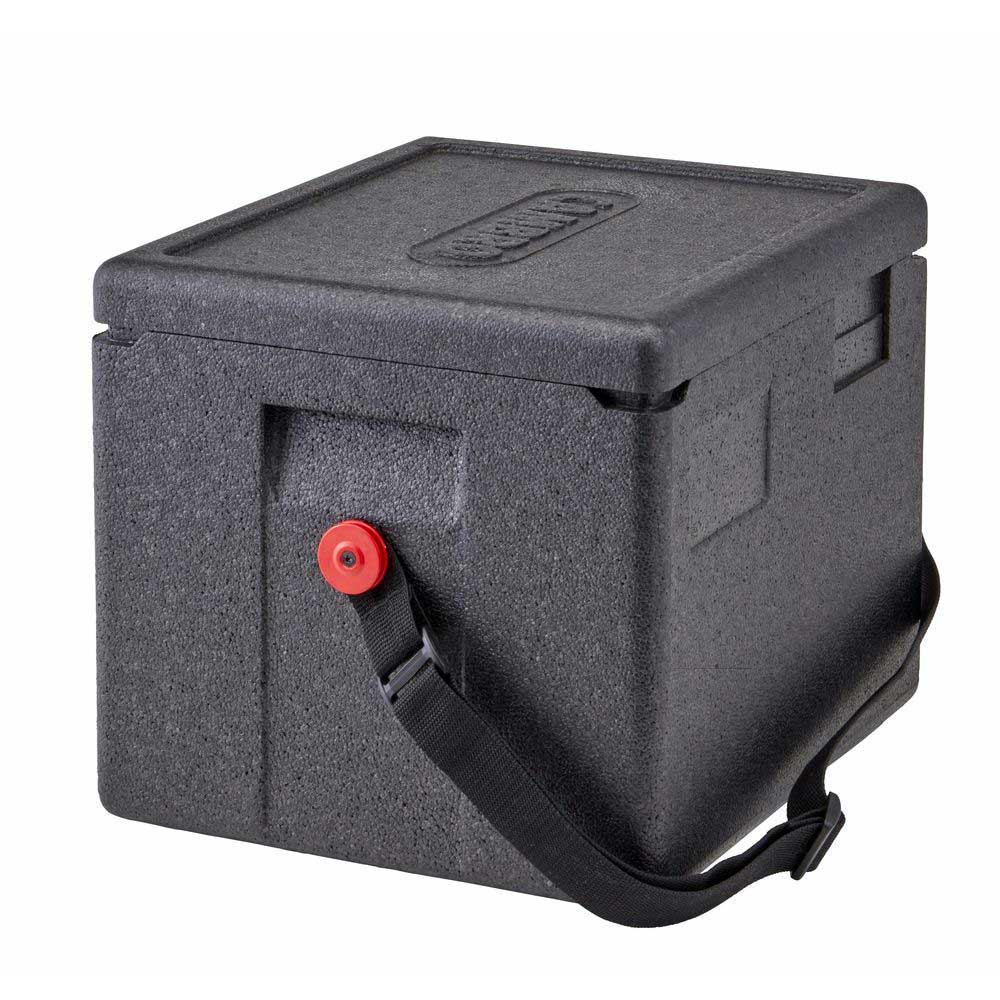 Cambro Cam Gobox Black Half Size Insulated Top Loading Food Pan Carrier With Black Web Strap, 15.4 X 13 X 12.4 Inch