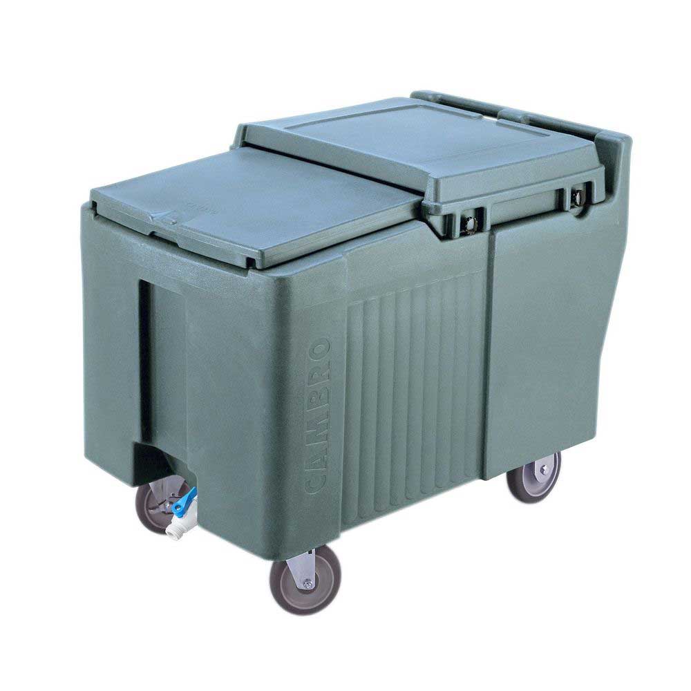 Cambro Slidinglid Slate Blue Standard Height 175 Pound Ice Caddy With Swivel And Fixed Caster, 24 X 37 1?2 X 29 1?4 Inch