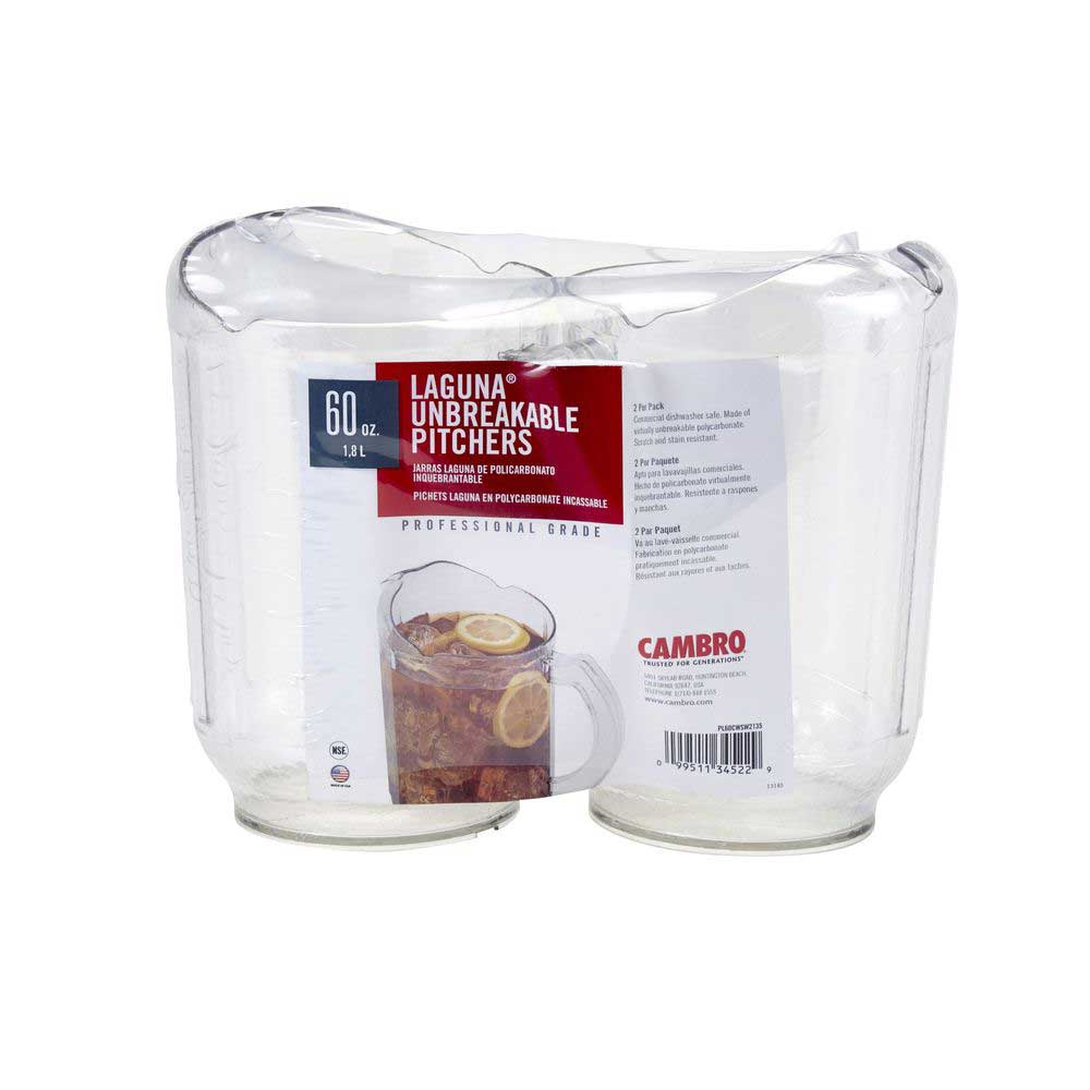 Cambro Camwear Laguna Clear Unbreakable Pitcher, 60 Ounce Capacity -- 6 Per Case