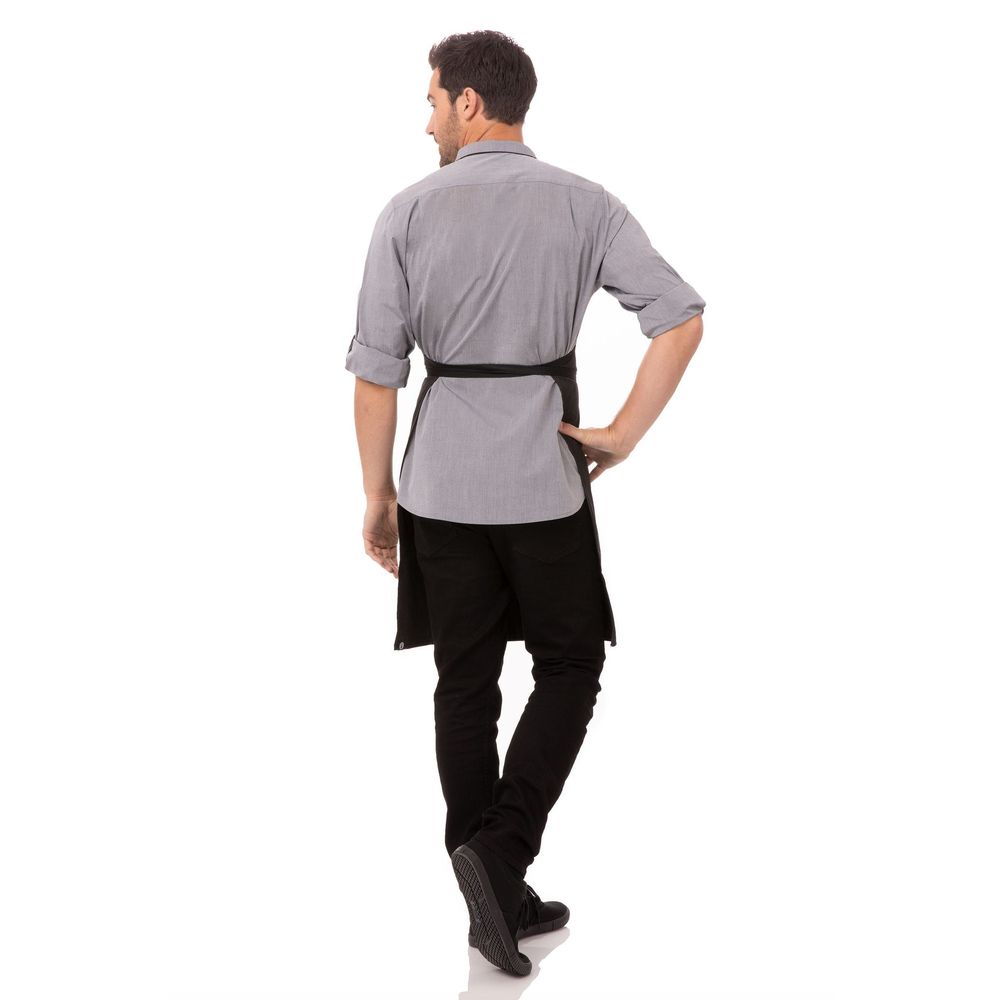 Chef Works Pinstripe Butcher Apron With Contrasting Ties, 34 Inch Long X 24 Inch Wide