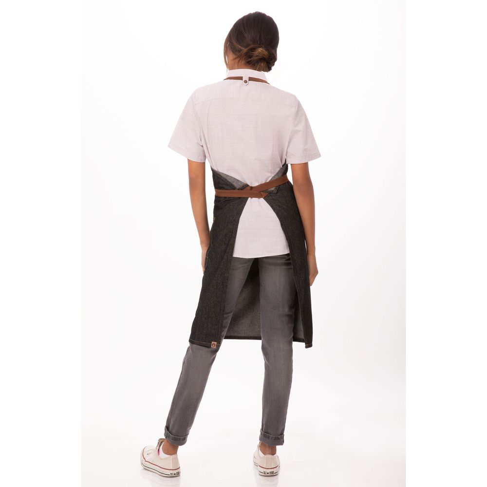 Chef Works Black Memphis Bib Apron, 34 inch Long x 30 inch Wide