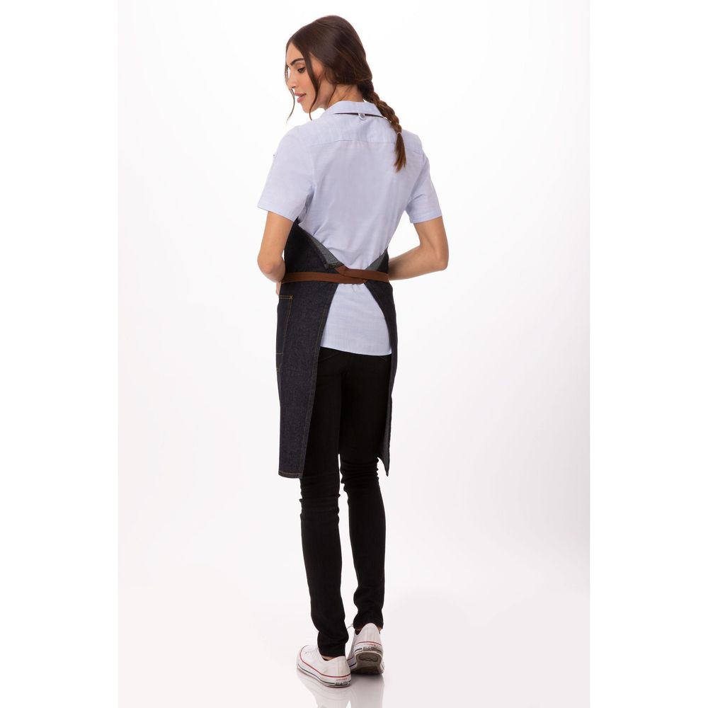 Chef Works Indigo Blue Memphis Bib Apron, 34 inch Long x 30 inch Wide