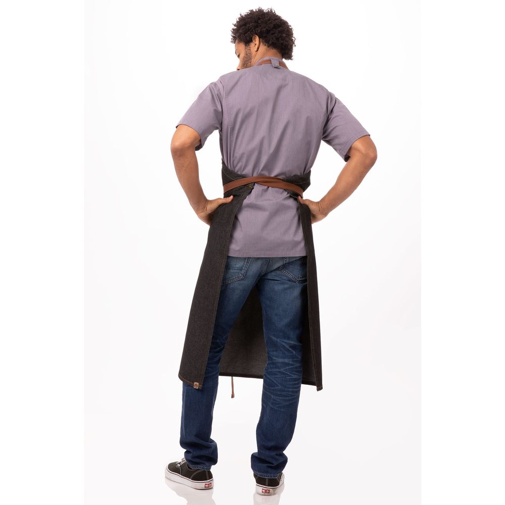Chef Works Black Memphis Chefs Bib Apron, 40 inch Long x 35 inch Wide