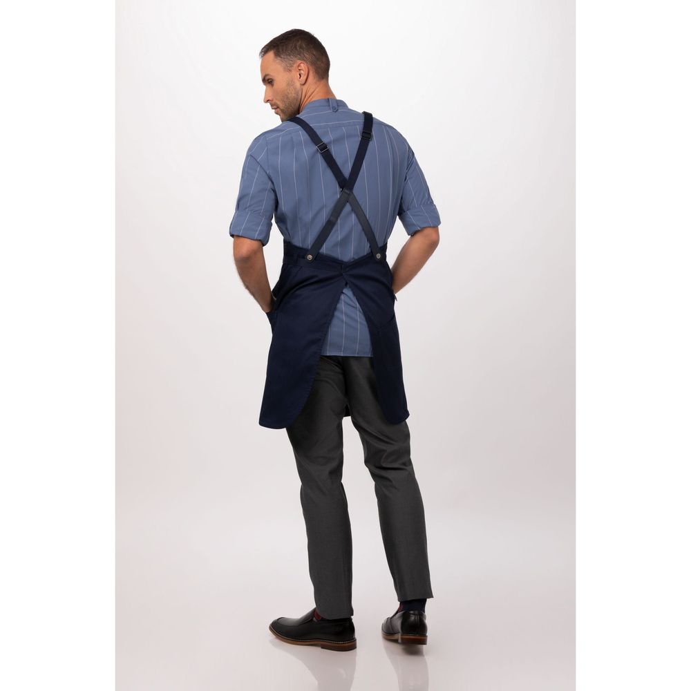 Chef Works Dark Navy Largo Bib Apron, 30.7 inch Long x 37.8 inch Wide
