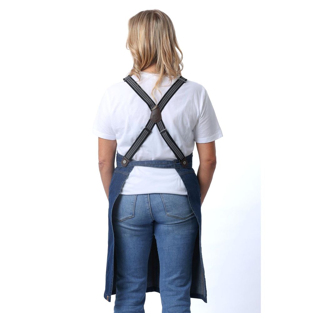 Chef Works Medium Blue Berkeley Snap Bib Apron For Unisex