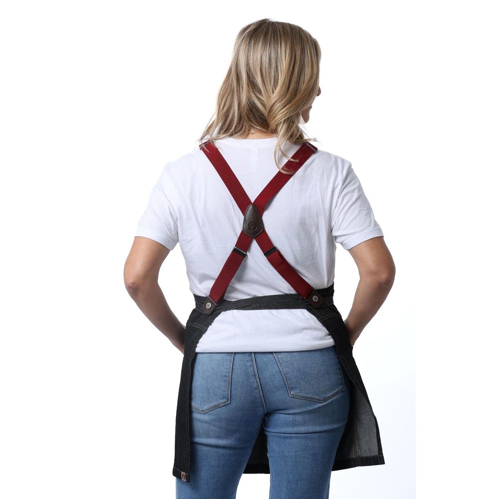 Chef Works Black Berkeley Short Snap Bib Apron For Unisex, 27.5 Inch Long X 28.7 Inch Wide