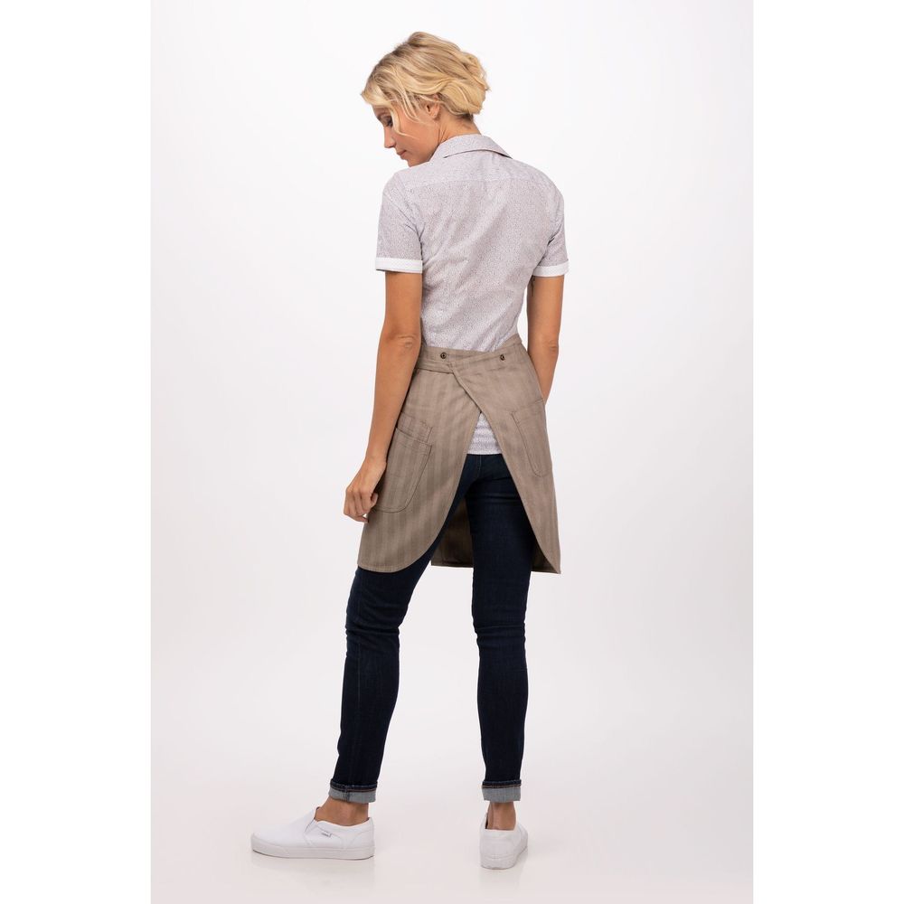 Chef Works Taupe Seattle Bib Apron for Unisex, 30.7 inch Long x 37.8 inch Wide