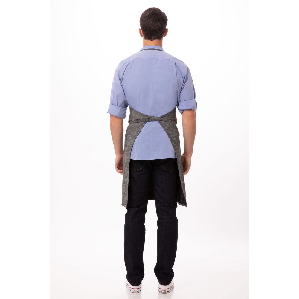 Chef Works Black Steel Grey Corvallis Bib Apron, 34 inch Long x 30 inch Wide